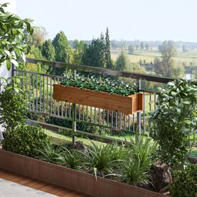 Outsunny Jardinieră dreptunghiulară din lemn pentru grădină, de suspendat, cu 2 cârlige 91 x 18 x 16,5 cm maro | Aosom Romania