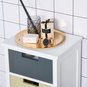 HOMCOM Comodă din Lemn cu 5 Sertare Comodă Auxiliară de Depozitare cu Picioare Înalte Stil Modern pentru Dormitor Sufragerie Baie 35x28x90,5 cm Multicolor | Aosom Romania
