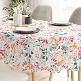 Goldea față de masă decorativă  loneta - frunze colorate - ovală 120 x 160 cm