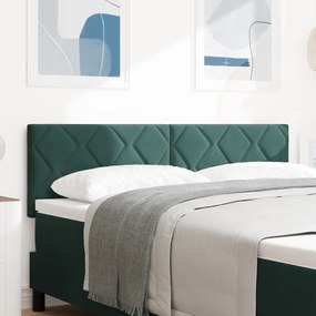 vidaXL Tablia de pat LED Design Blocuri Diamond Verde Închis 160 cm