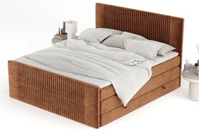 Pat boxspring portocaliu cu spațiu de depozitare 200x200 cm Bergamo – Maison de Rêve