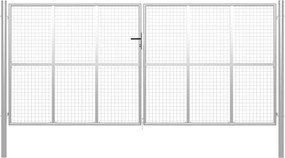 vidaXL Poartă de grădină din oțel galvanizat, argintiu, 400x200 cm