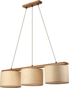 Lustră pe cablu AIDA 3xE27/15W/230V Ø 25 cm stejar/rafie