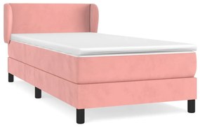 3127348 vidaXL Pat box spring cu saltea, roz, 90x190 cm, catifea