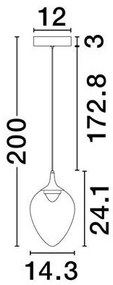 Pendul LED modern, Metal, Sticla, Champaign, Nali