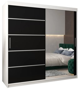 Dulap de haine 200 cm cu oglindă Verika 2 200 (alb + negru). 1064225