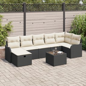 vidaXL Set de canapele pentru grădină cu pernă 8 pcs negru și crem