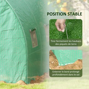 Outsunny Seră de Grădină Tunnel 12 m² 4L x 3l x 2H m Oțel îmbunătățit + PE Înaltă densitate 140 g/m² 8 ferestre Ușă înrolabilă Verde | Aosom Romania