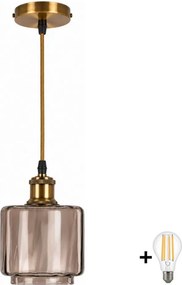 BRILAGI-LED Lustră pe cablu RETRO GLASS 1xE27/60W/230V Ø 15 cm auriu/bej fumuriu