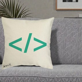 Perna Personalizata Cod HTML Turcoaz, 40x40 cm, Ecru, Husa Detasabila, Perna Inclusa, BEKZ®