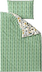 Set Lenjerie de pat din crepon TREEVELLA POLY verde + Cearsaf Jersey 180 x 200 cm alb, pat dublu
