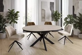 Masa extensibila Porto Ceramic bej lucios/negru mat L120-160xl120 cm