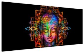 Tablou - Bustul lui Buddha în culori neon (120x50 cm)