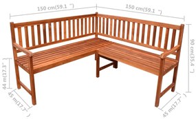Banca de colt gradina, cu perne, 150 cm, lemn masiv de acacia Bordo, 150 x 50 x 7 cm, 1, 150 x 50 x 7 cm