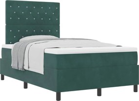 vidaXL Pat cu arcuri cu saltea Verde închis 120 x 200 cm Catifea