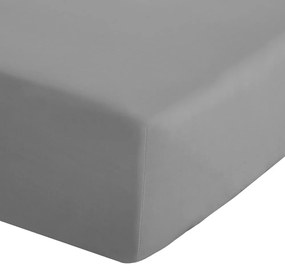 Cearceaf gri din bumbac percale cu elastic 135x190 cm Easy Iron Percale – Catherine Lansfield