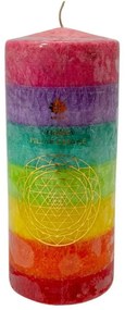 Lumânare tip stâlp Arome Chakra, neparfumată, 460g, 7 culori