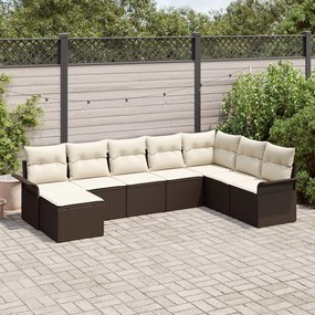 vidaXL Set de canapele pentru grădină cu pernă 8 pcs Maro Rattan poli