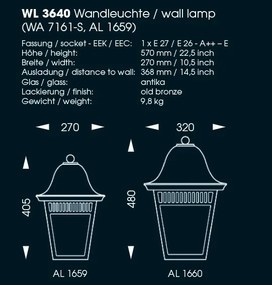 Aplica iluminat exterior din fier forjat, WL 3640
