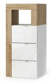 Dulap coloana mediu LC Mobili Italia Hamburg finisaj alb lucios/maro lemn 35x78 cm