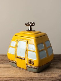 Cutie decorativa, din ceramica,galbena, Box Cable