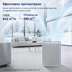 Purificator de aer Levoit EverestAir, 70W, 130 m², 612 m³/h, 5 viteze, Wi-Fi, Timer, HEPA, Mod noapte, Alb/Gri