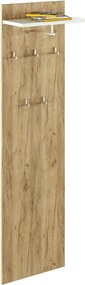Cuier perete RIOMA TYP 19, stejar artisan/alb, DTD laminat, 50x25x181