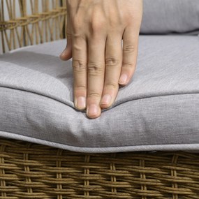 Outsunny fotoliu-balansoar în stil boho, PE-rattan, fotoliu-balansoar din rattan, huse perne lavabile, Natural + Gri deschis | Aosom Romania