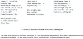 Aplica baie IP44 design elegant art-deco Nimal brass