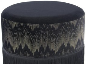 Puf/ Taburet tapitat cu franjuri Cleopatra negru