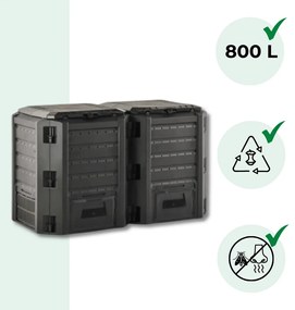 Prosperplast Compostor de grădină - Compogreen 800 l, negru