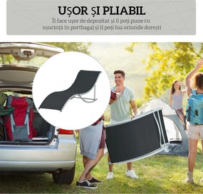 Outsunny Set 2 sezlonguri de Gradina Pliabile, sezlong pentru Plaja din Aluminiu si Textilen, 61x165x63 cm | Aosom Romania