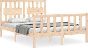 vidaXL Cadru de pat cu tăblie, dublu mic, lemn masiv