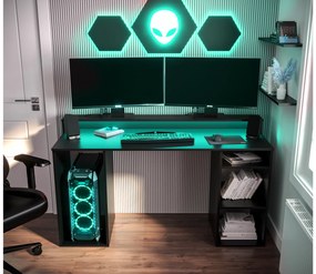 Masă PC pentru gaming Garrick 1 (negru) (cu iluminat LED RGB). 1064134