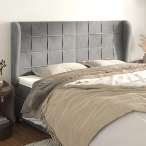 vidaXL Tăblie de pat cu aripioare gri deschis 163x23x118/128cm catifea