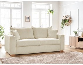 Canapea crem extensibilă cu tapițerie din catifea reiată 225 cm Augustin – Bobochic Paris