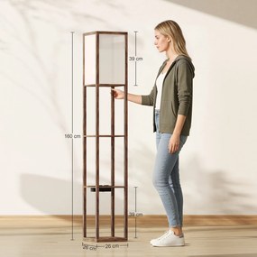 Lampă de Podea HOMCOM LED cu Rafturi, Lampă Modernă cu Comutator cu Pedală și Porturi USB, Temperatură Reglabilă a Luminii pentru Living, Dormitor, Maro | Aosom Romania