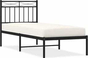 vidaXL Cadru de pat metalic cu tăblie, negru, 75x190 cm