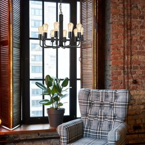 Lustră pe lanț TIFFANY 10xE27/60W/230V neagră