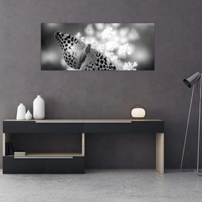 Tablou - Detailu cu fluture care polenizează floare (120x50 cm)