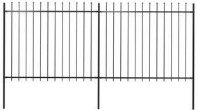 Gard de gradina cu varf sulita, negru, 3,4 x 1,5 m, otel 1, 1.5 m, 3.4 m