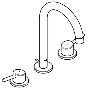 GROHE 20216001 - Baterie pentru lavoar CONCETTO DN 15, montaj în 3 găuri, mărime L, crom