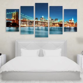 Tablou Multicanvas 5 Piese Brooklyn Bridge 200x100 cm