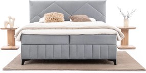 Pat boxspring Wasil 180x200 cu spațiu de depozitare - catifea cenușie hidrofobă Element 24