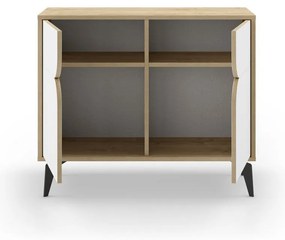 Dulap alb/în culoare naturală cu aspect de lemn de stejar 95x79 cm Nola – Marckeric