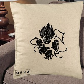 Perna Personalizata Dragon Ball Goku Super Saiyan Silueta, 40x40 cm, Bej, Husa Detasabila, Perna Inclusa, BEKZ®