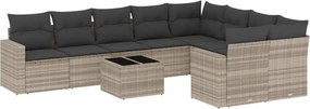 vidaXL Set canapele de grădină cu perne 10 piese gri deschis poliratan