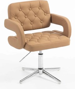 HR8403CROSS Scaun Caramel Piele Ecologica Premium Soft cu Bază Cromata