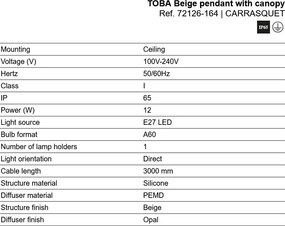 Pendul iluminat exterior din silicon IP65 TOBA bej
