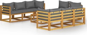 vidaXL Set mobilier grădină cu perne, 9 piese, lemn masiv acacia